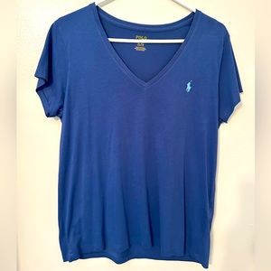 Polo by Ralph Lauren Woman’s V neck Tee.  Size XL Blue